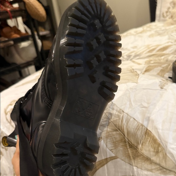 Dr. Martens Black Combat Boots with Yellow Stitching - Picture 6 of 7